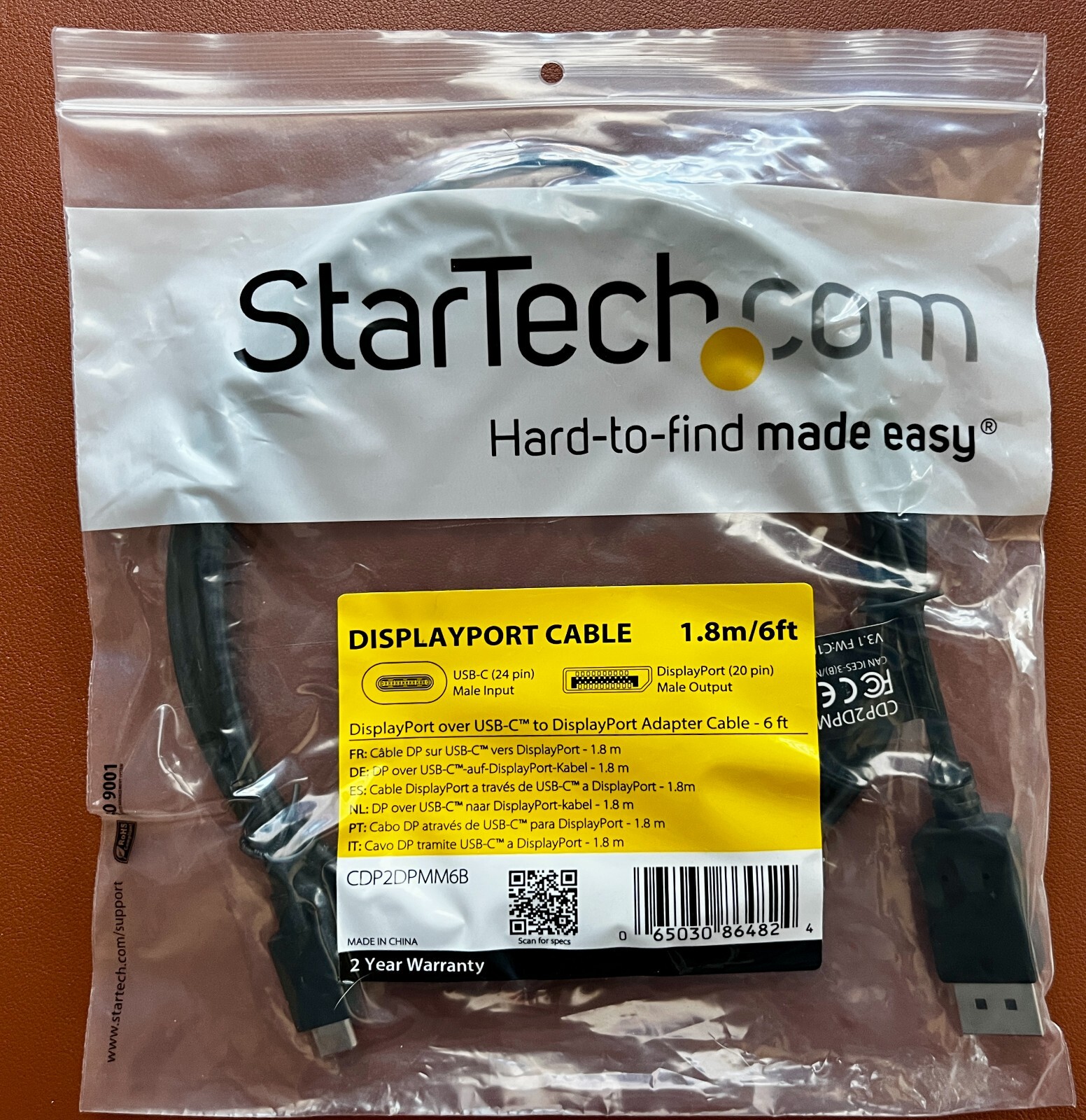 DisplayPort Cable StarTech USB-C to DisplayPort Adapter Cable - 6ft 1.8m Display