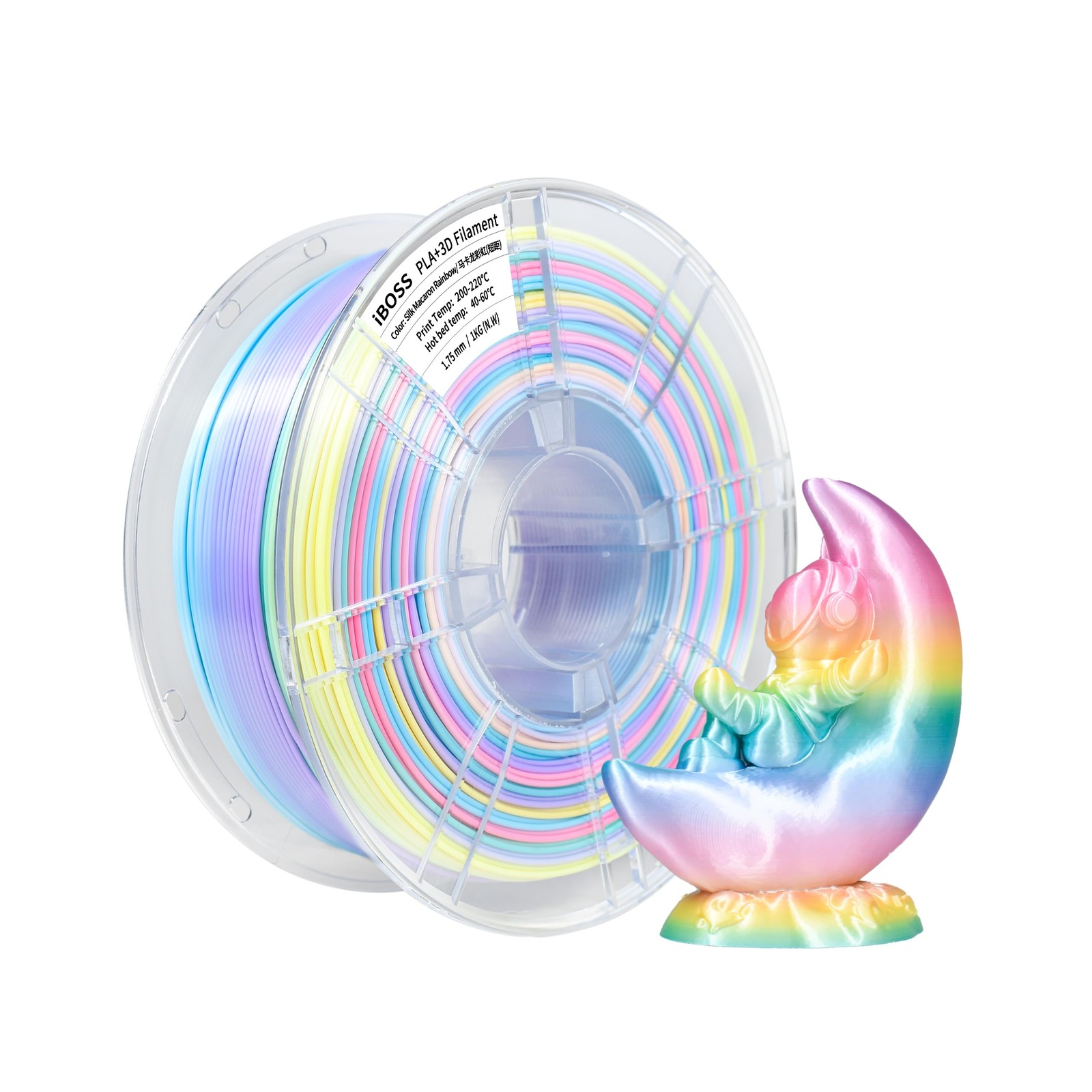 Silk Rainbow PLA Filament 1.75mm Multicolour - 8m Macaron Rainbow
