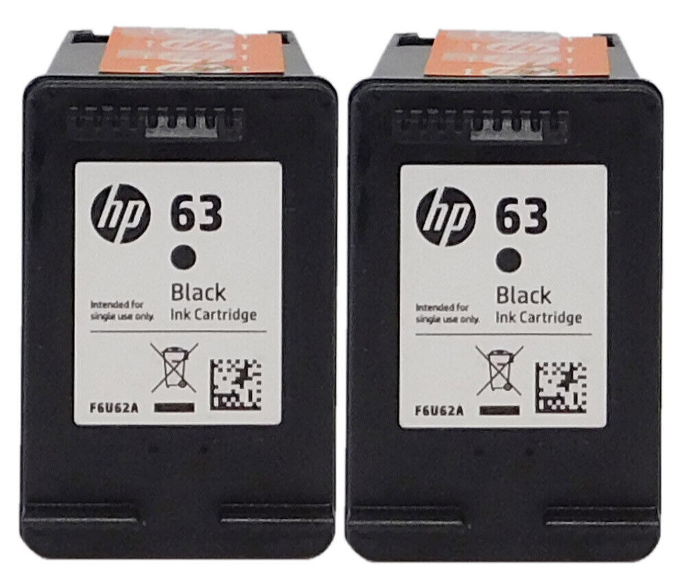 HP 63 Black 2 Pack Ink Cartridge F6U62AN Genuine