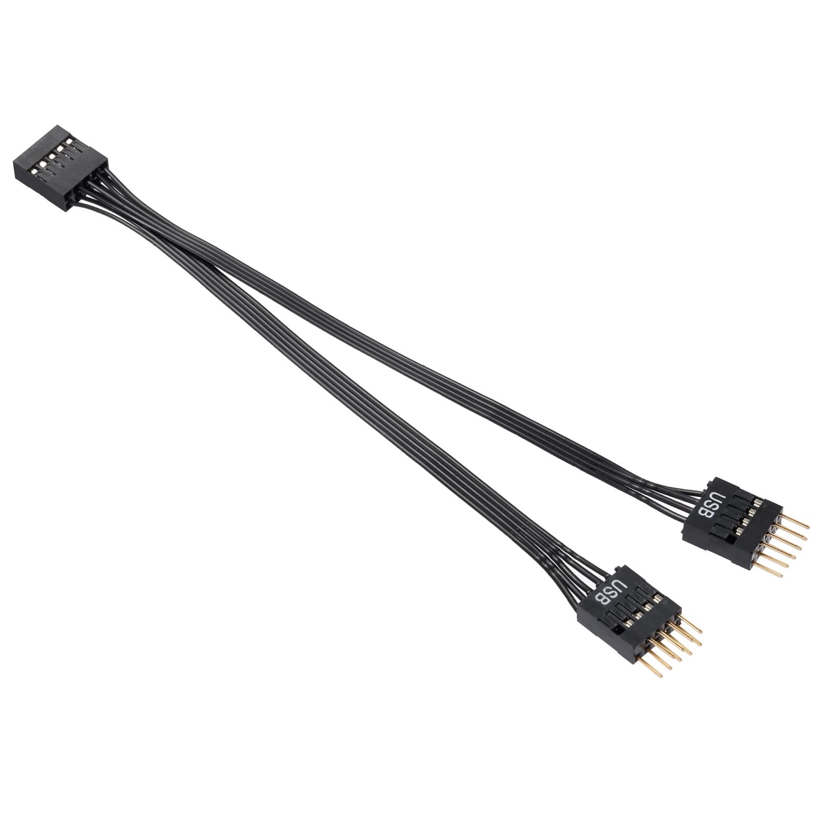 MZHOU Dual USB 2.0 Header Splitter - 9-Pin Motherboard Male to Dual 9-Pin Female