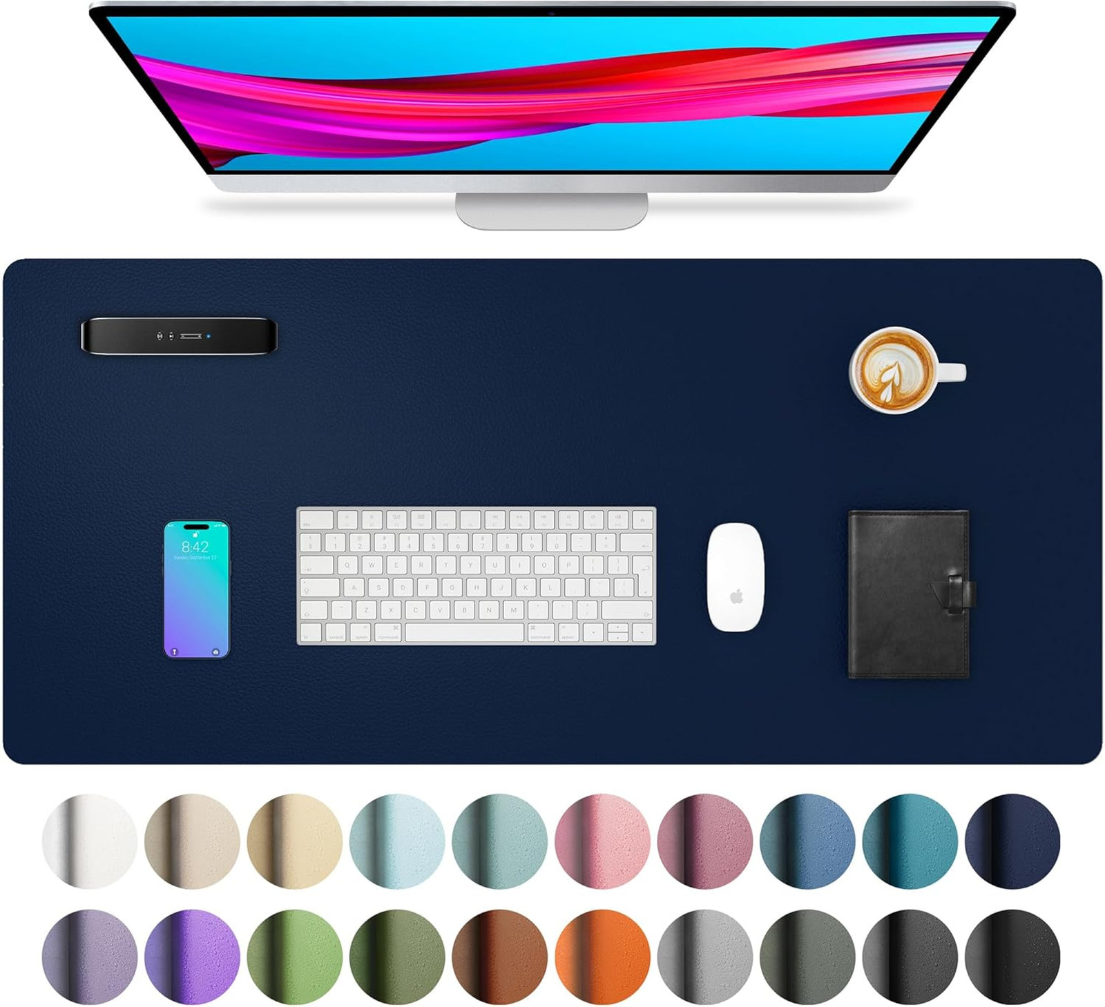 Leather Desk Pad Protector 31.5x15.7 Inch Non-Slip Waterproof Office Mouse Pad