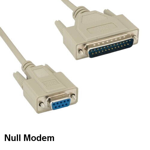 10PCS 25\' Null Modem DB9 Female to DB25 Male Cable RS-232 Printer Data Crossover