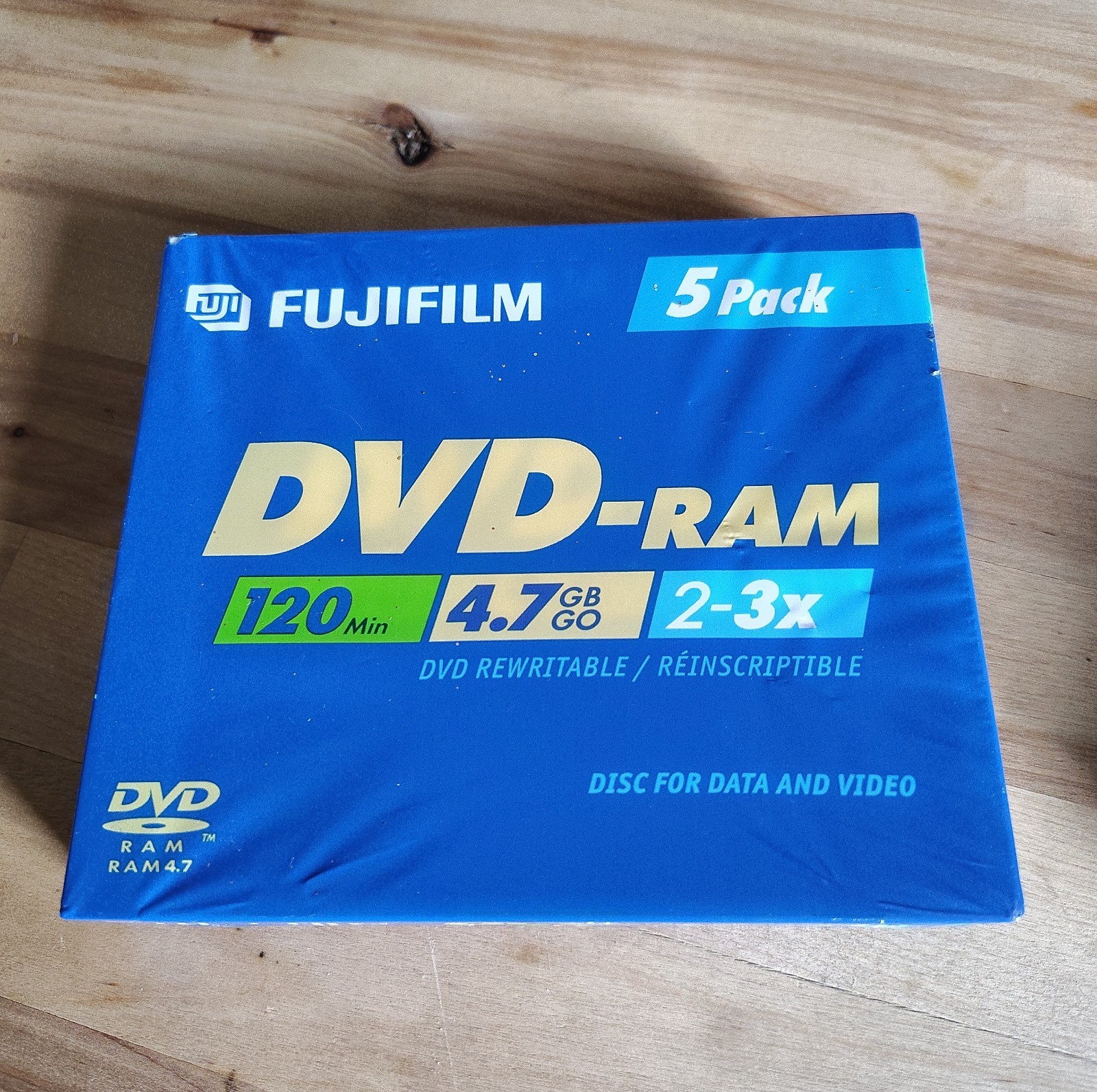 5 Disc Pack -  Fujifilm DVD-RAM 120 Minute 4.7 GB, Rewritable Data Video NOS