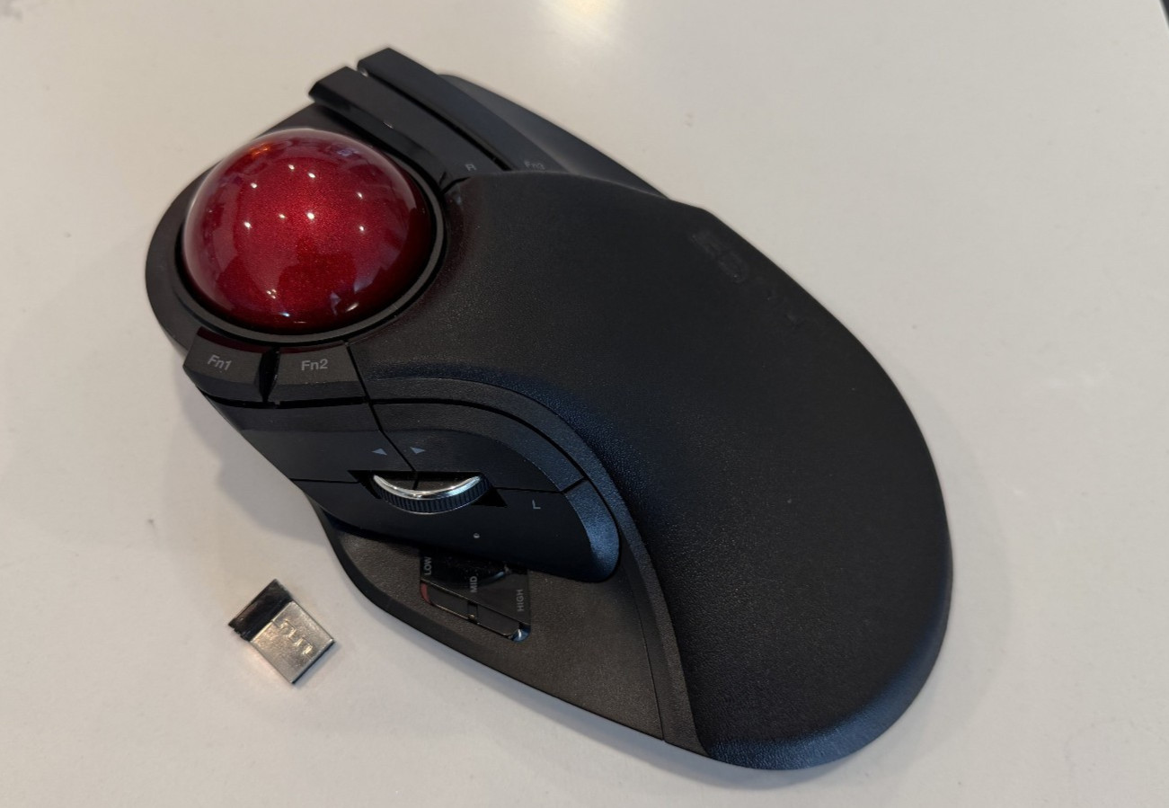 ELECOM HUGE Trackball Mouse, Wireless, BARELY USED, 8-Button, w/USB Receiver