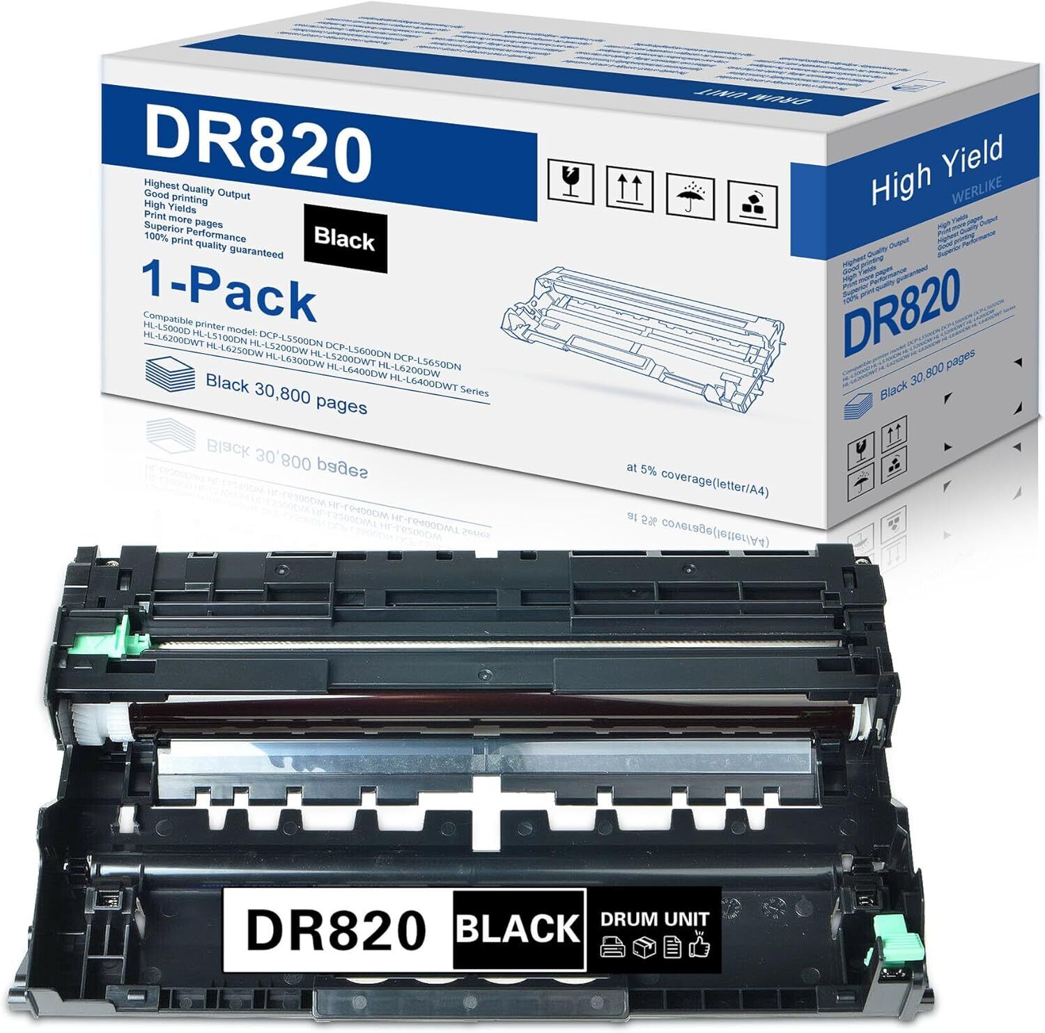 DR820 Drum Unit 1BK Compatible for Brother DCP-L5500DN HL-L5000D Printer