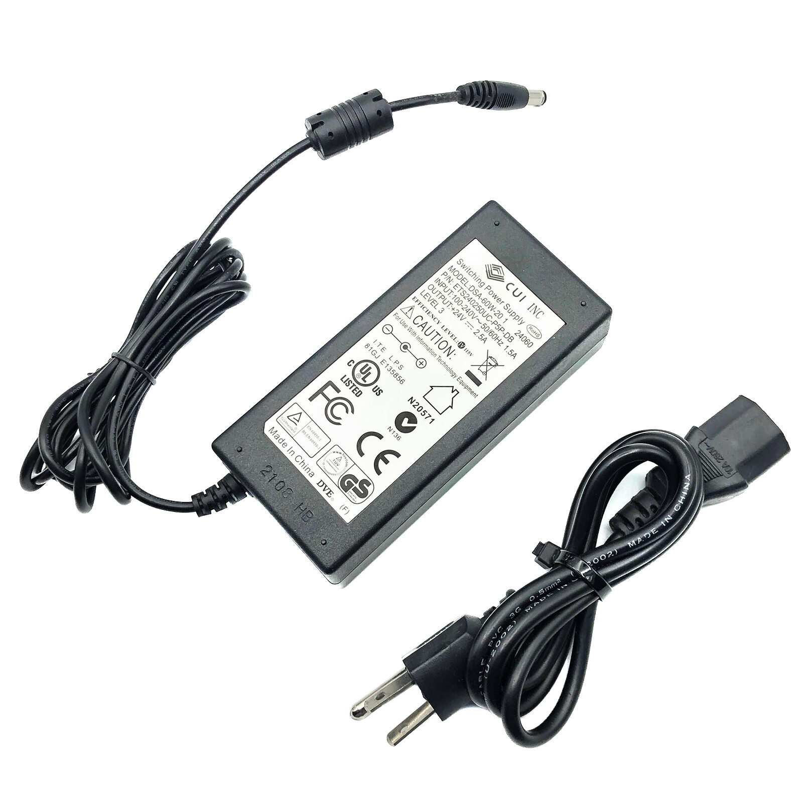 Genuine CUI Inc 60W AC Power Adapter for Universal Soundbars 24V 2.5A