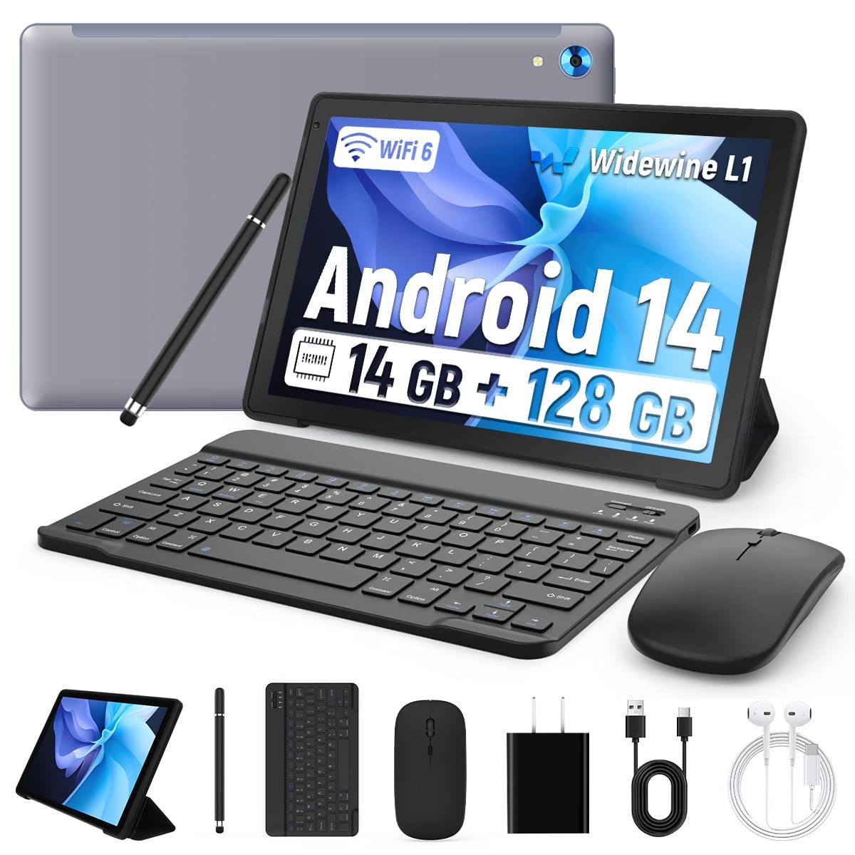 AEEZO C108 Android 14 Tablet 10 Inch, 14GB RAM, 128GB Storage, WiFi 6, Dual