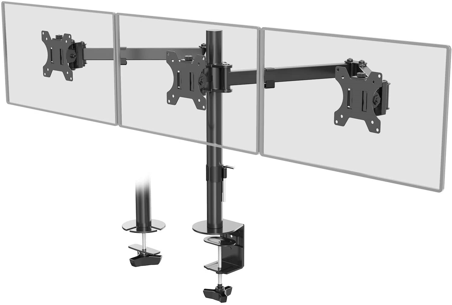 WALI Triple LCD Monitor Desk Mount Fully Adjustable Horizontal Stand Fits 3 up