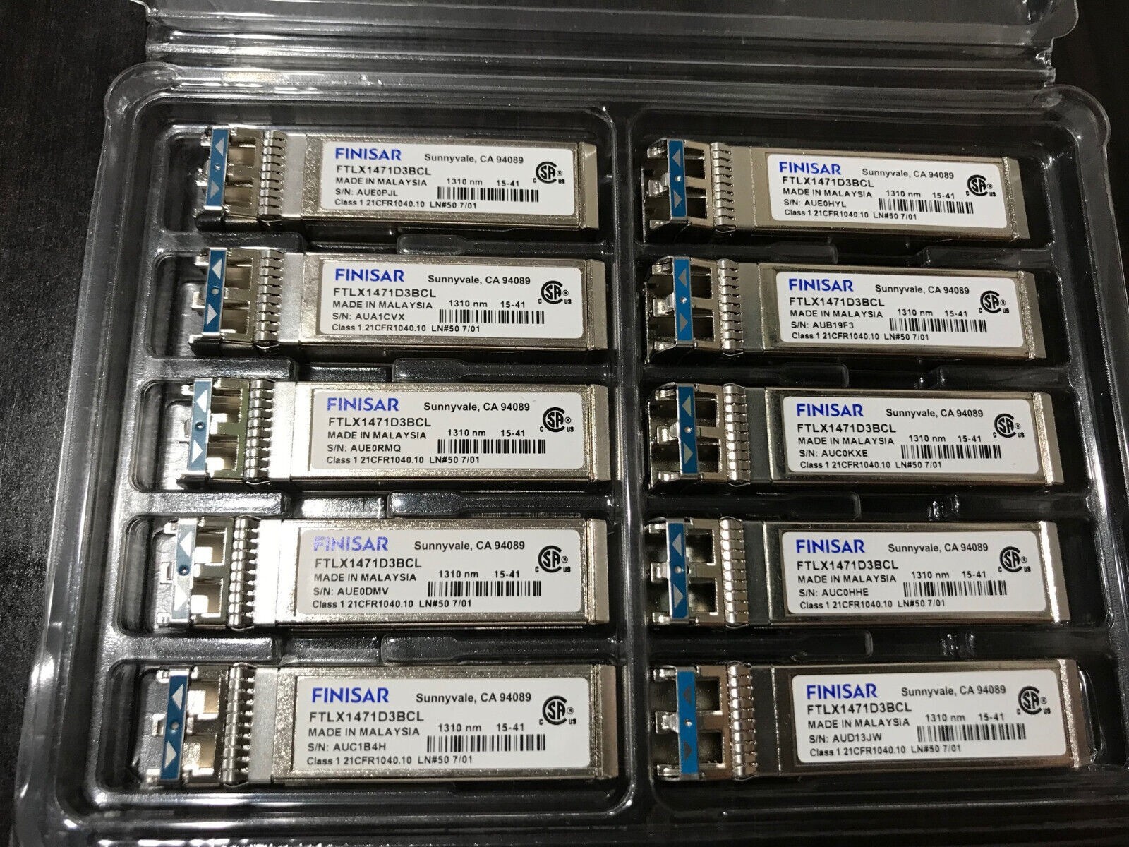 Finisar FTLX1471D3BCL SP10LR 10GE 10km Single Mode  SFP+LR.