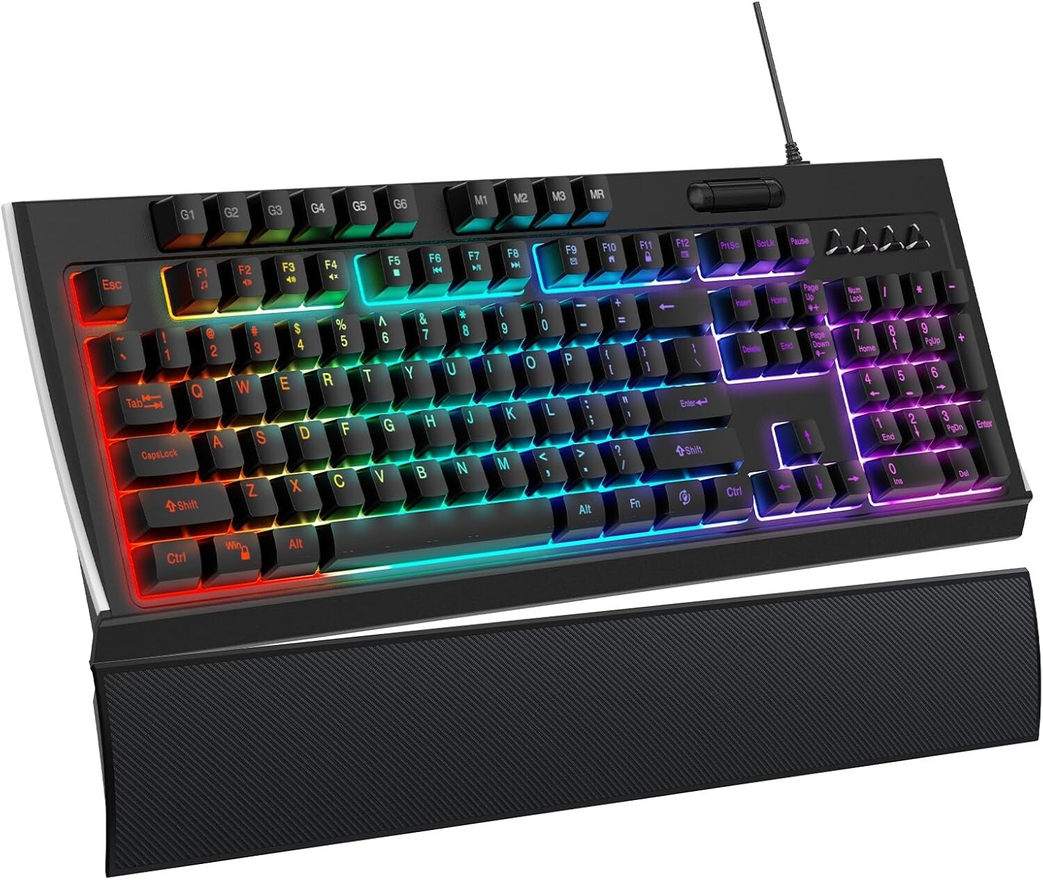 OMOTON Wired Gaming Keyboard with Magnetic Wrist Rest Programmable RGB Backlit