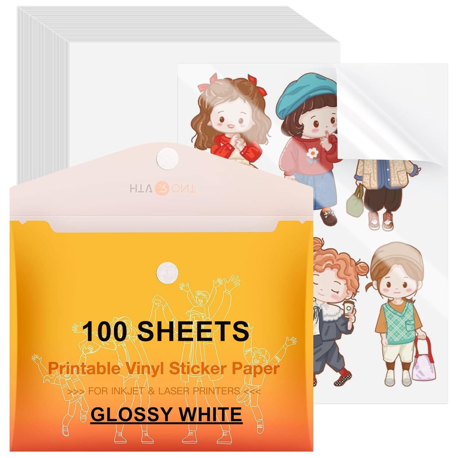 Printable Vinyl Sticker Paper, 8.5"X11", 100 Sheets, Glossy White