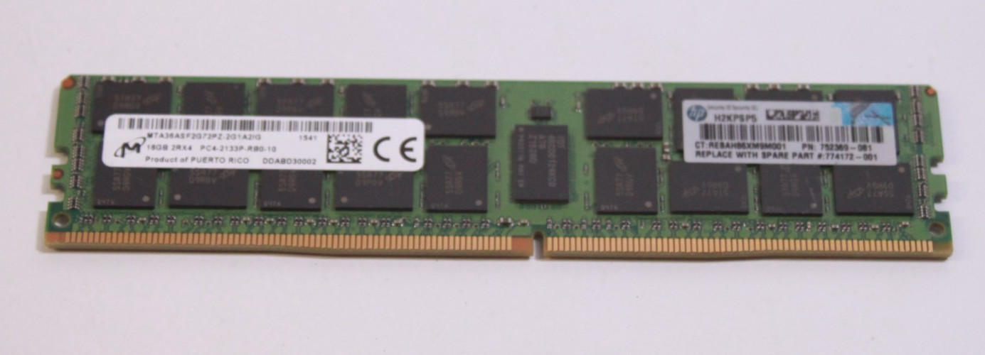 Micron 16GB DDR4 2133MHz RDIMM Server Memory (MTA36ASF2G72PZ-2G1A2IG) - Preowned
