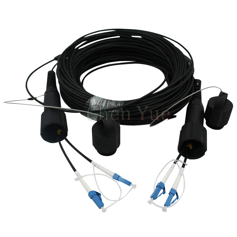 100M Outdoor LC-LC SM Duplex Armored Field TPU Fiber Patch Cord Waterproof Head