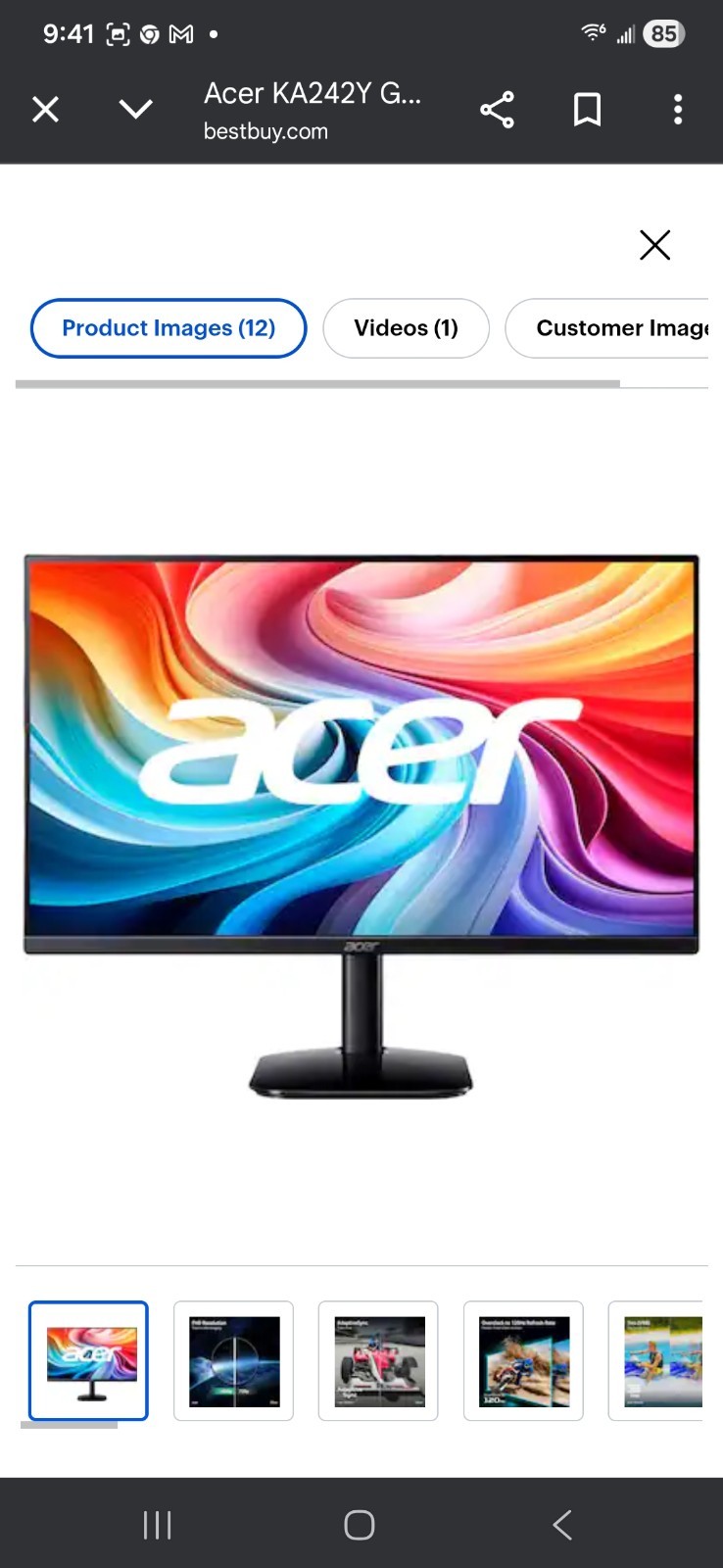 Acer - KA242Y G0bi 24" IPS LED FHD 120Hz 1ms FreeSync Monitor (HDMI,VGA) - Black