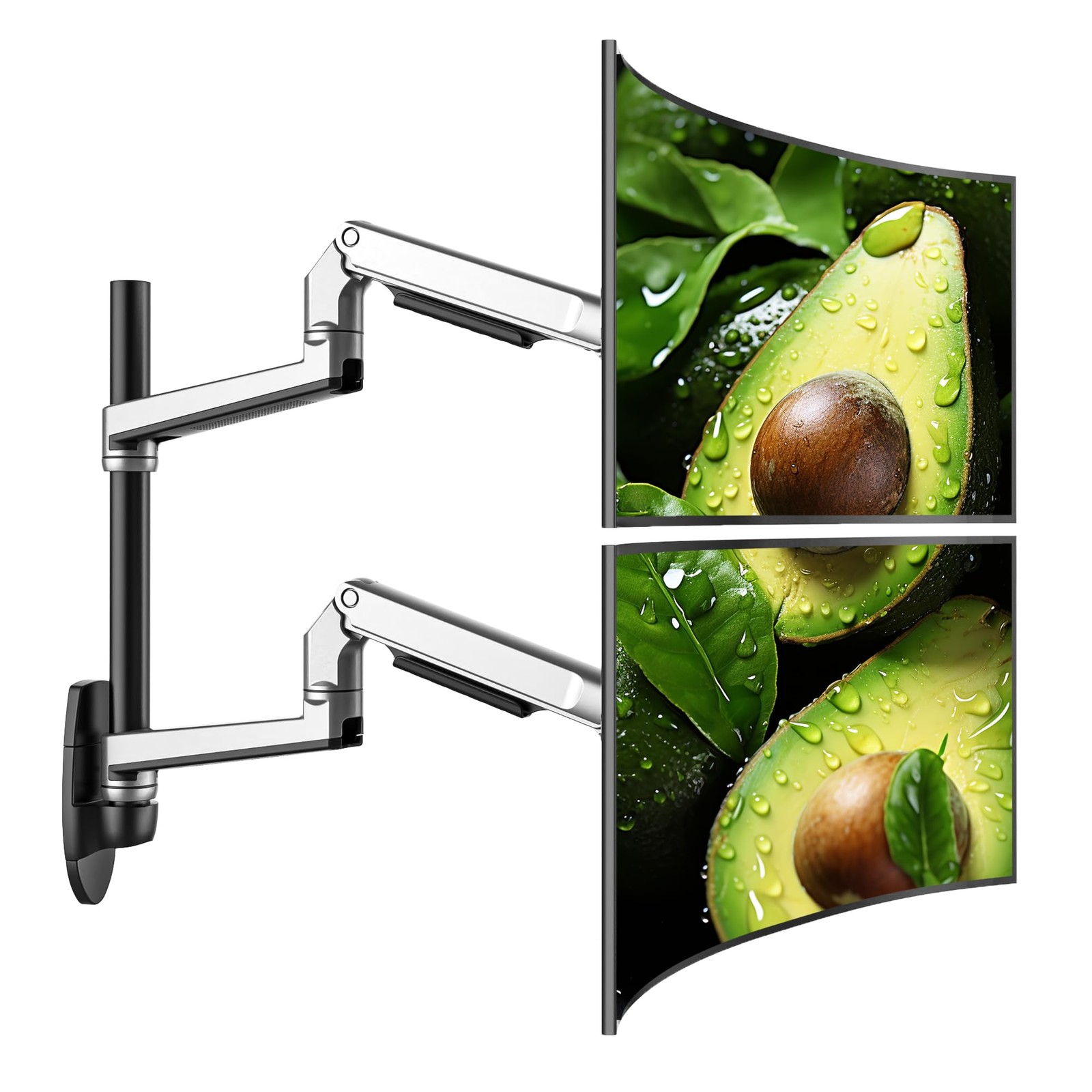 Ergounion Dual Monitor Wall Mount for Flat or Curved Screens up to 38" Within...