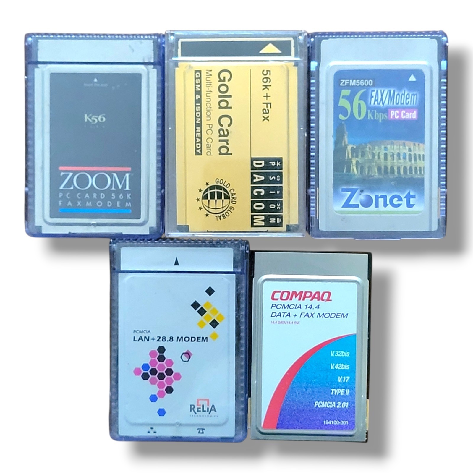 Vintage PCMCIA Communications Card Lot Psion Gold Compaq Relia Zoom Zonet