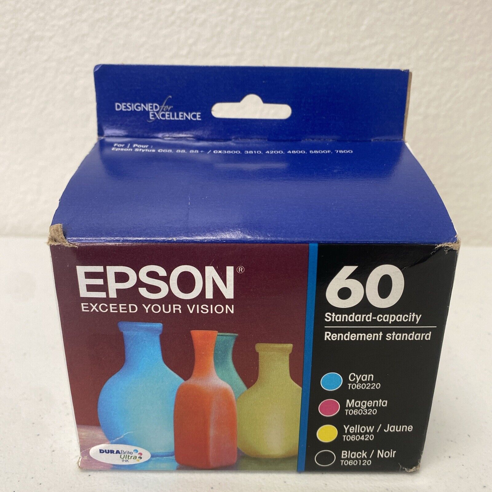 Genuine Epson 60 Black Cyan Magenta & Yellow Ink Cartridges Expires 06/2023 New