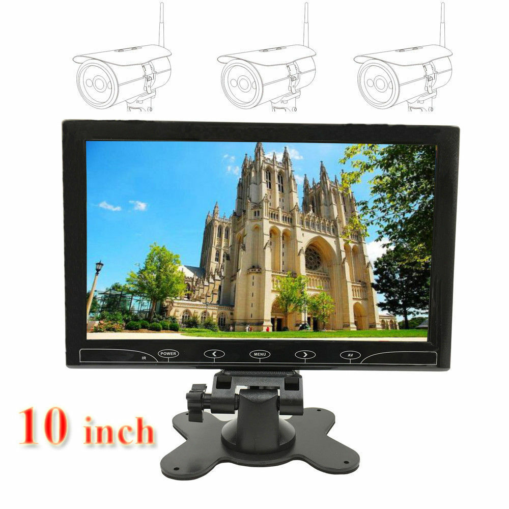 UltraThin 10.1" TFT LCD HD CCTV Monitor Screen RCA/AV VGA HDMI w/Speaker+Adpater