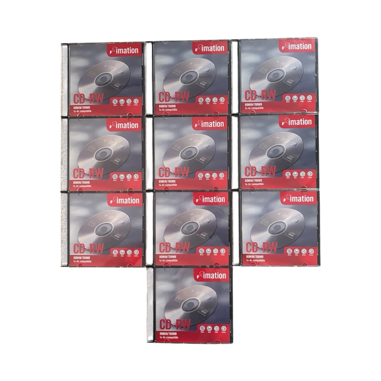NWOT Lot of 10 Imation CD-RW Rewritable Discs – 700MB/80Min