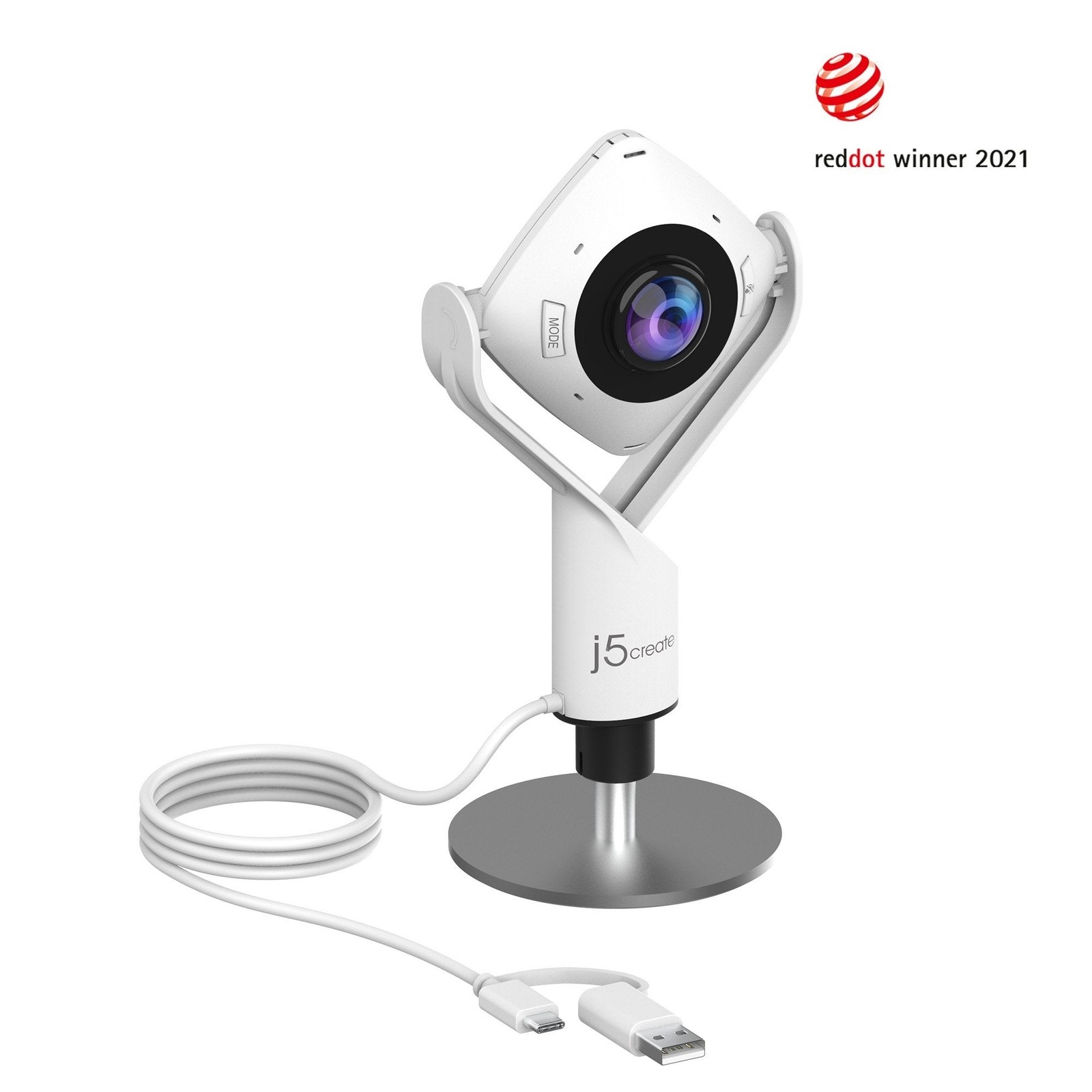 J5CREATE JVCU360 360-Degree All-Around Webcam with USB-C and USB-A