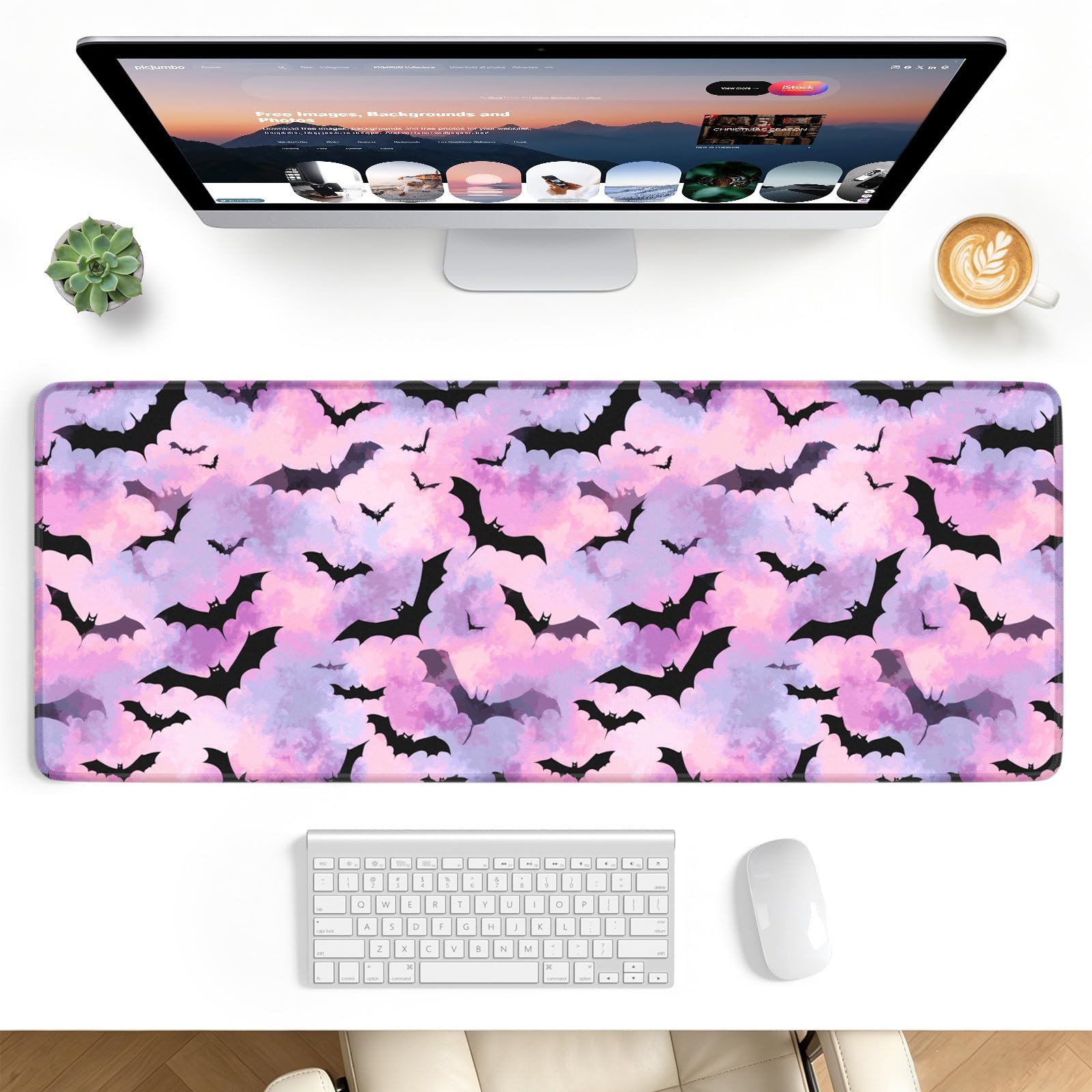Stanploe Large Gaming Mouse Pad Desk Mat, Color Flying Bats 31.5x11.8 Inch