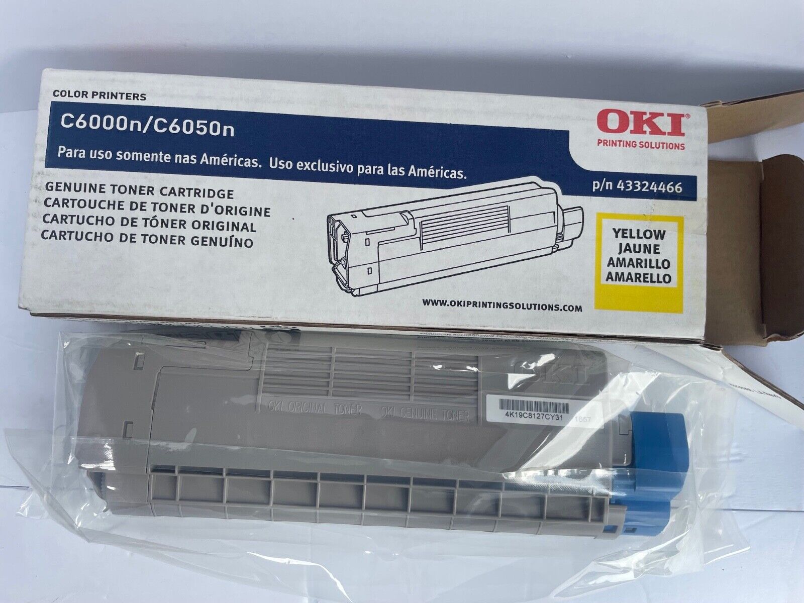 Oki Genuine Toner Cartridge Yellow  43324466 C6000n/C6050n (NEW)