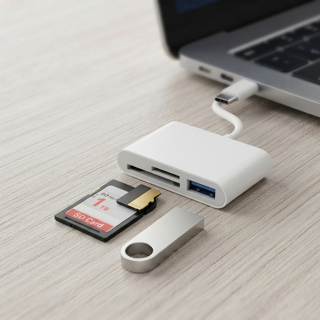 USB C to SD Card Reader, 3-in-1 Hub Converter, Micro SD TF Memory Type-C Adapter