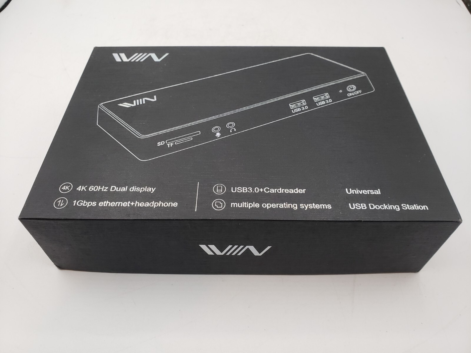 IVIIN D6902 Ash Black 4K Dual Display USB 3.0 Universal Docking Station Open Box
