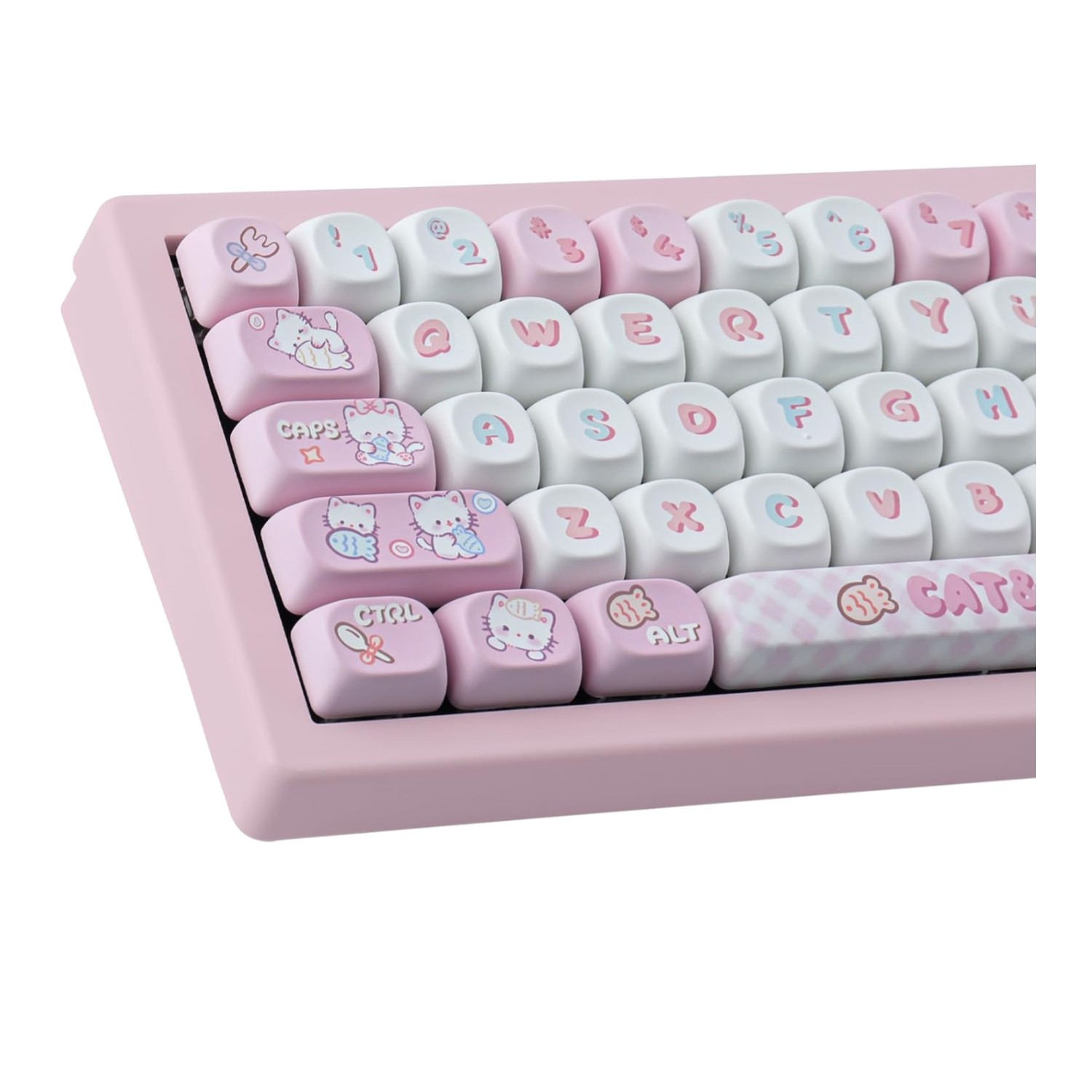 PBT Cute Kitty-cat Keycaps Set 140 Keys MOA Profile Keycaps