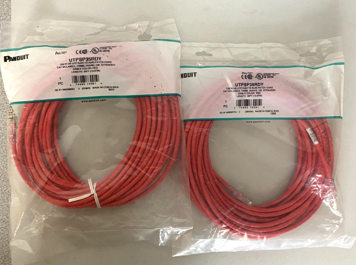 Panduit UTPSP35RDY Cord   |  35 FT  |  LOT OF 2