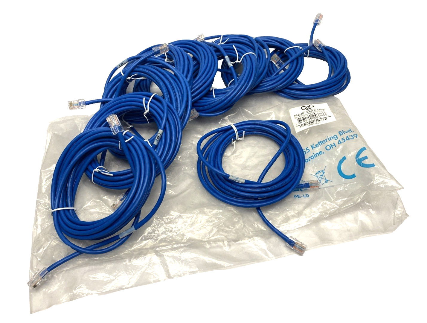 C2G 24378 Cat5e RJ45 350MHz Patch Cable, Blue, 14FT LOT OF 10