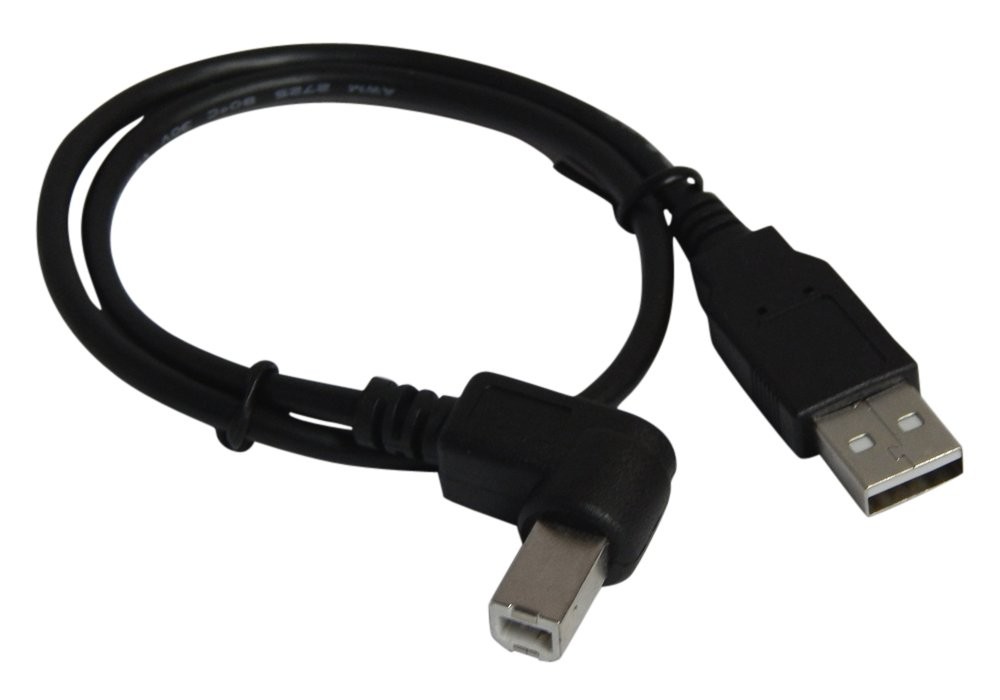 YCS basics 18 inch USB 2.0 Right Angle Printer/Scanner Cable 01.5 Ft, Black 