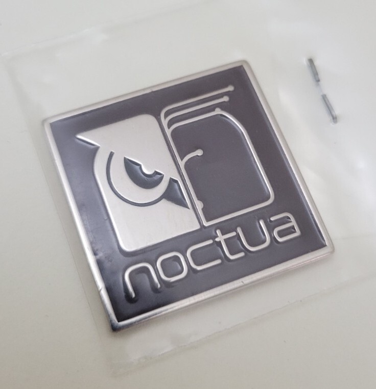 NOCTUA 1" Square Metal Self Adhesive Sticker Case Badge - BRAND NEW