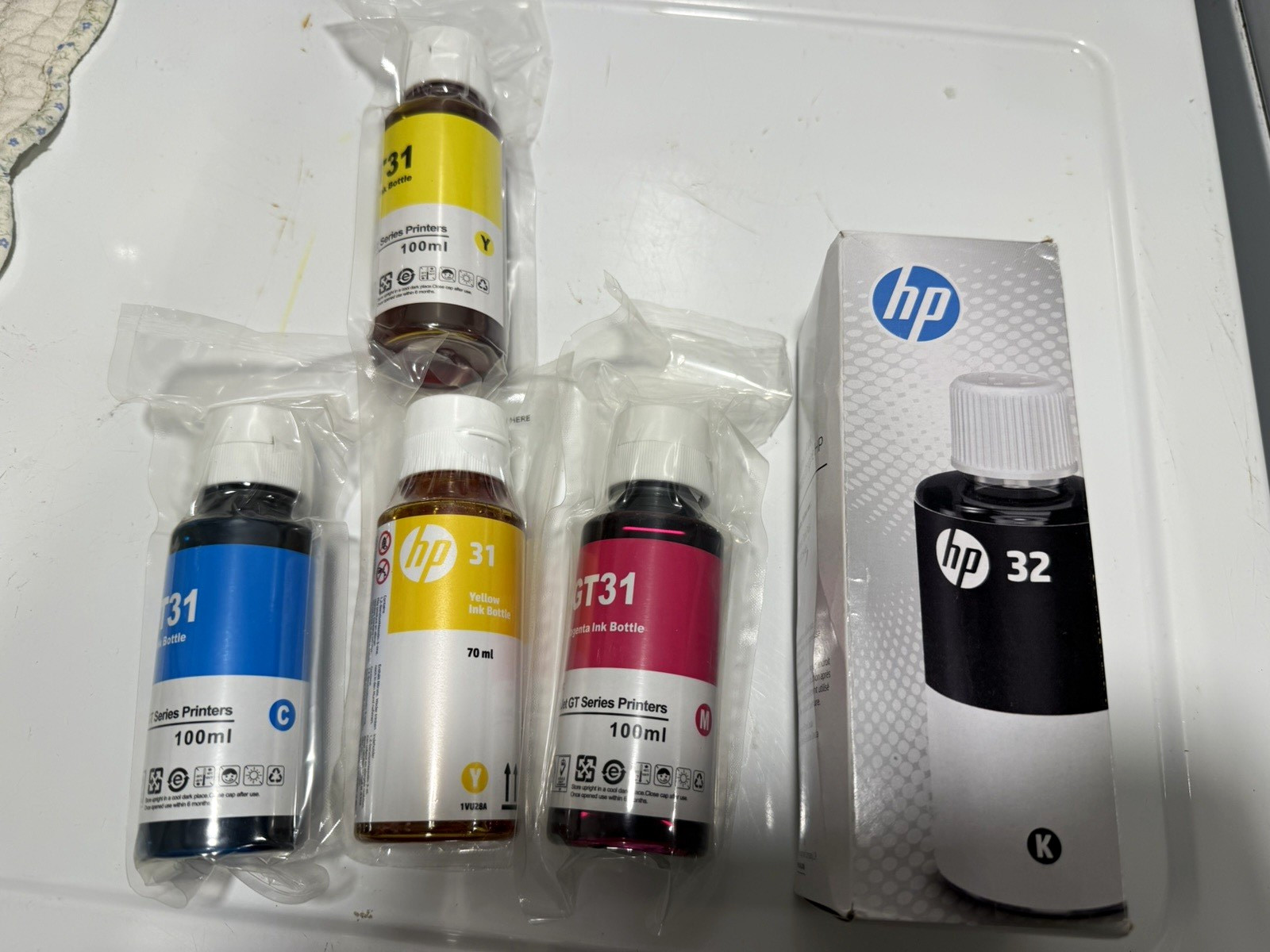 HP Smart Tank & DeskJet Ink Refill Bottles (Black, Cyan, Magenta, Yellow) 5 Pack