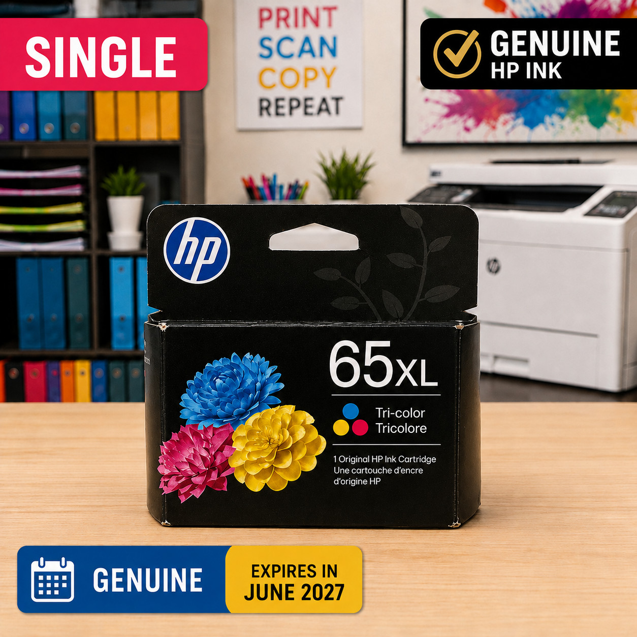 Genuine HP 65XL Tri-Color Ink Cartridge CH564WN Exp 06/2027 HP65XL HP 65  XL NEW