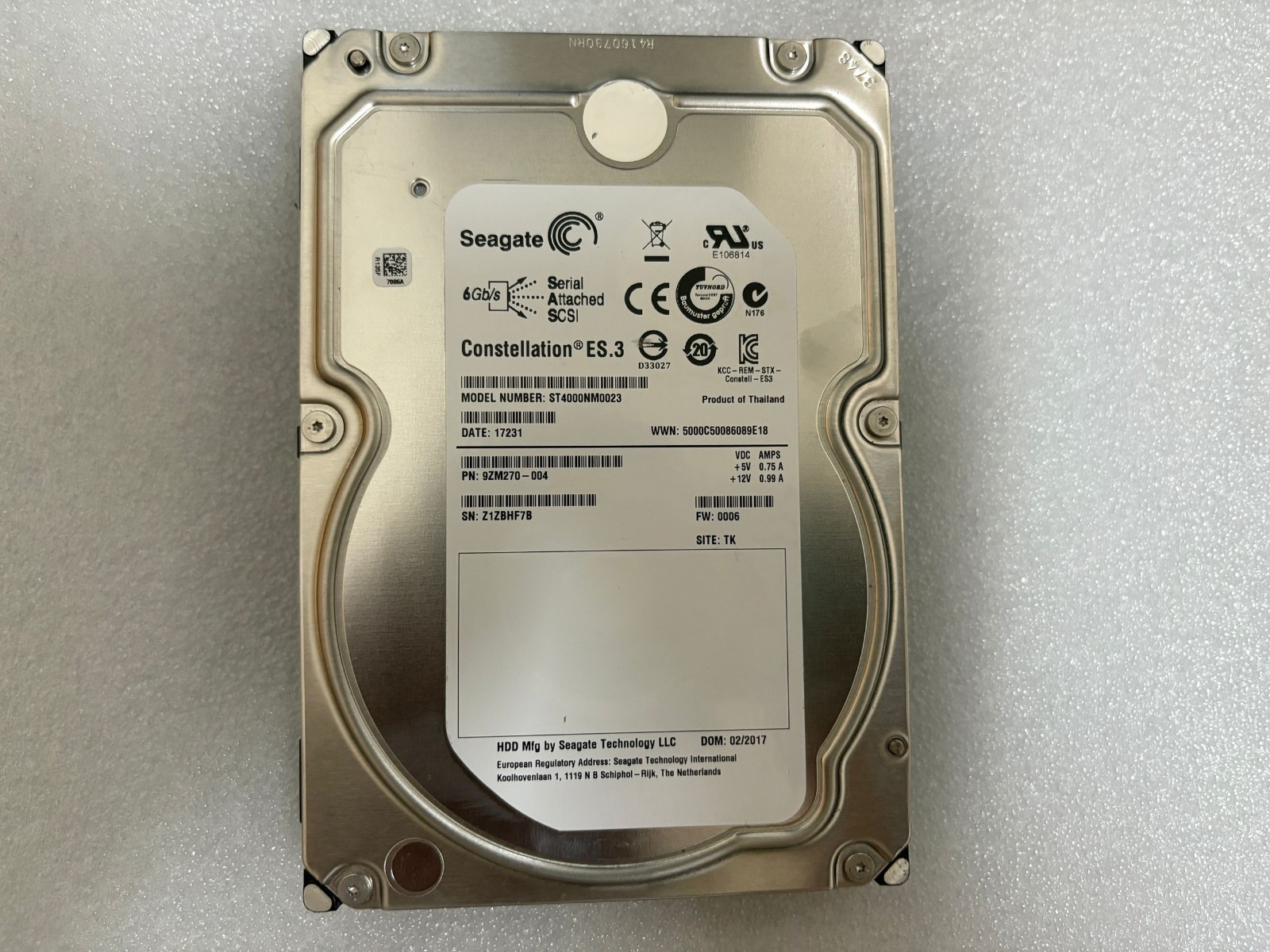 Seagate  ST4000NM0023  CONSTELLATION 4TB 7200RPM 6Gbps 3.5" SAS HDD Hard Drive