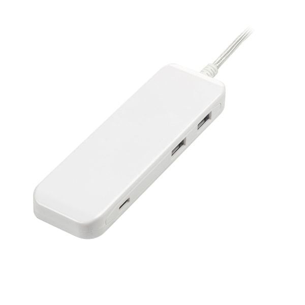 White Multi-Port USB Hub Adapter with Braided Cable - Portable Connectivity
