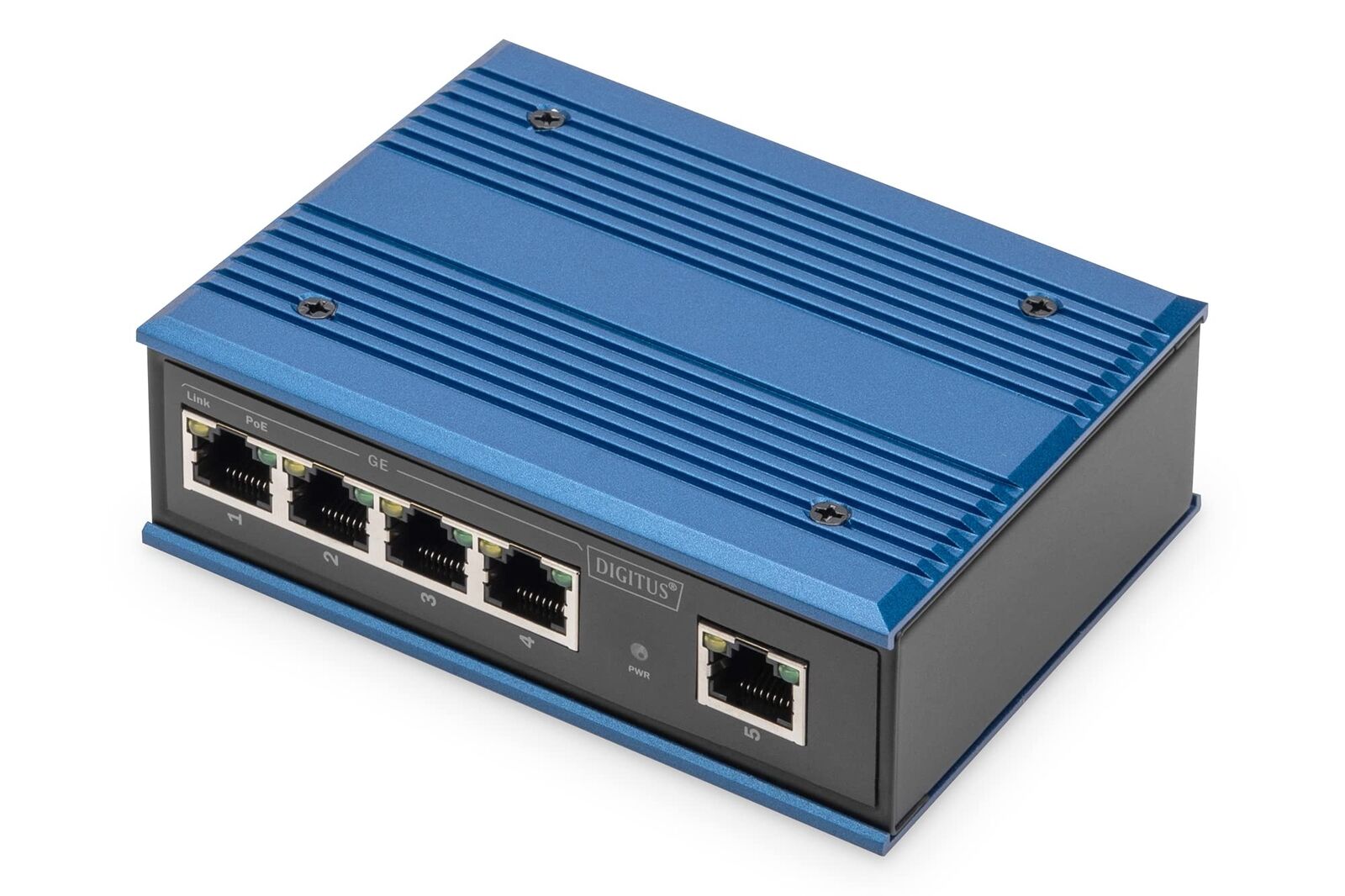 DIGITUS PoE Netzwerk-Switch - 5-Port Gigabit Ethernet - DIN-Rail Montage - Klemm