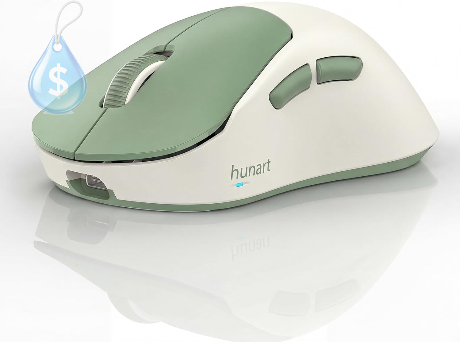 H6 49G Wireless Mouse, Bluetooth & 2.4Ghz, Rechargeable, Green