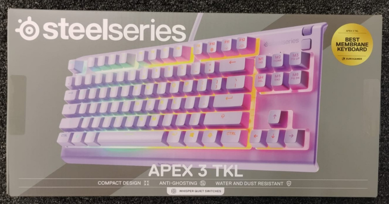 SteelSeries - Apex 3 TKL Lavender Wired Membrane Whisper Quiet Switchs - New