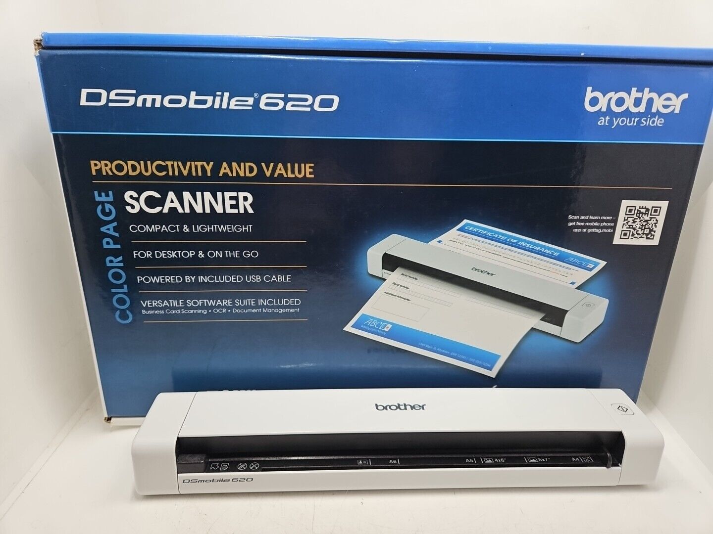 Brother DSMobile Portable Document Scanner USB OCR 8 PPM 600x600 DPI With Box