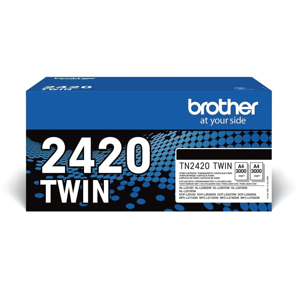 BROTHER TN-2420TWIN Toner Cartridge, Black, Twin Pack, High Yield, includes 2 x 