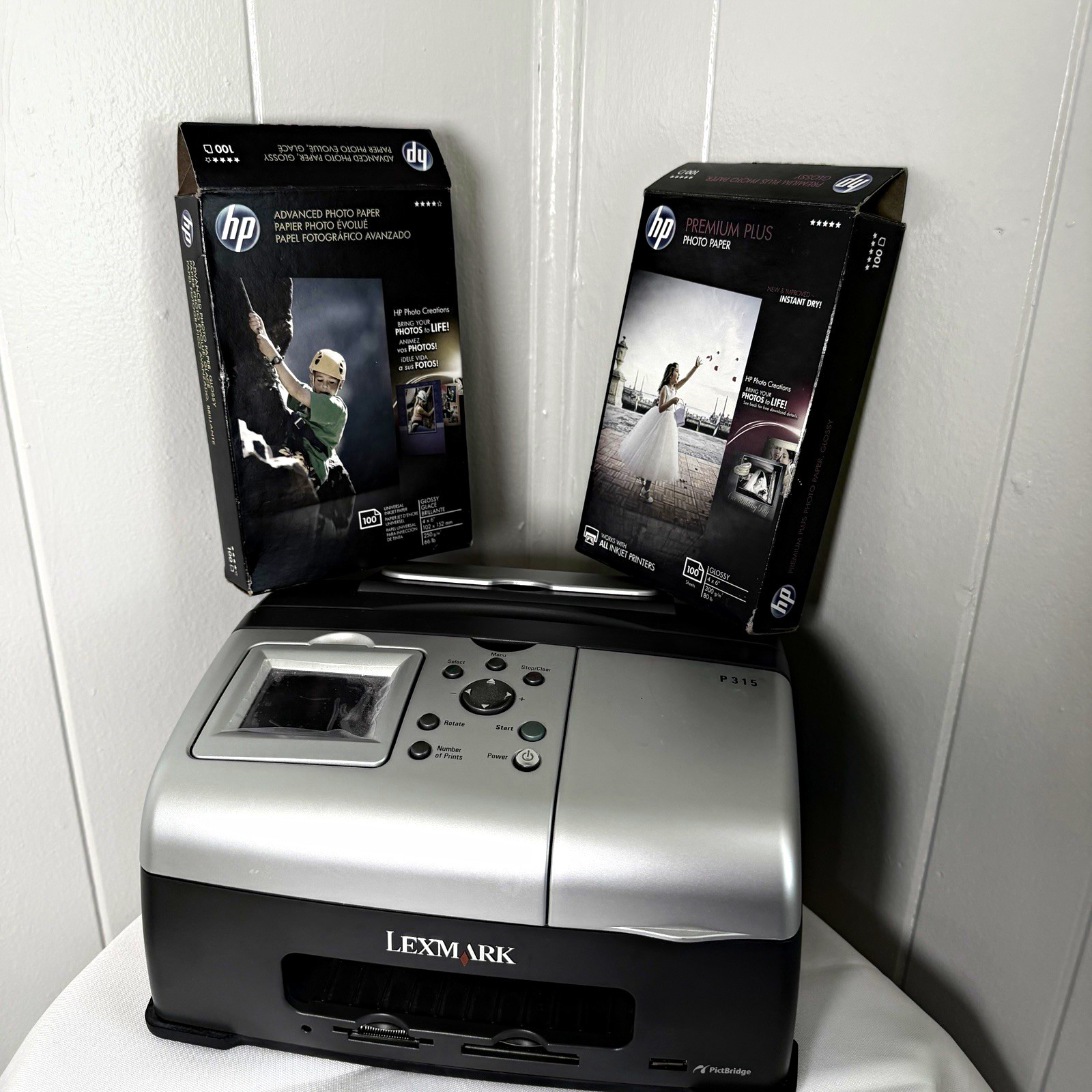 Lexmark P315 Photo Printer + 2 HP Photo Paper Boxes 100 Sheets Each