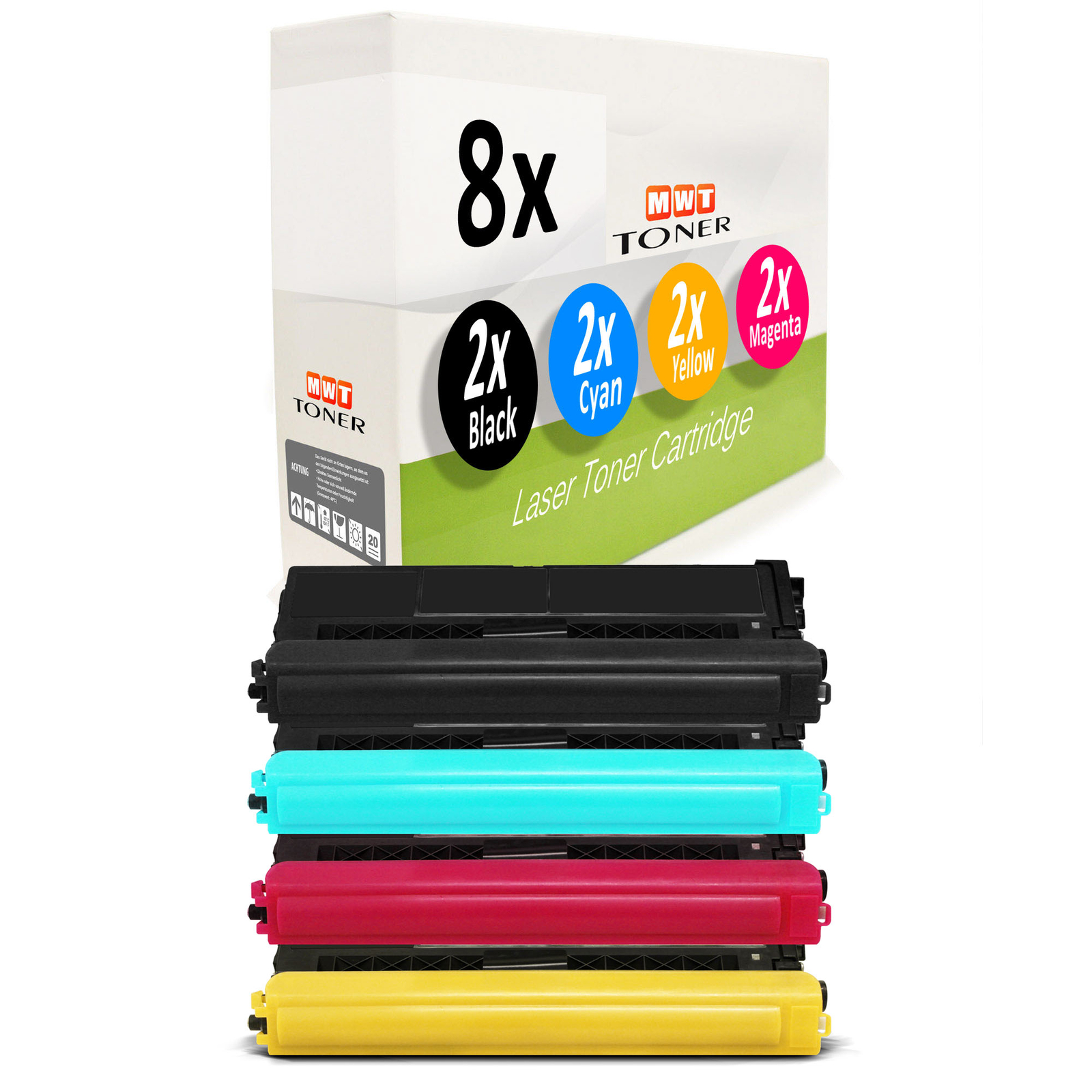 8X MWT Cartridge XXL Compatible With Brother TN-328BK TN-328C TN-328M TN-328Y
