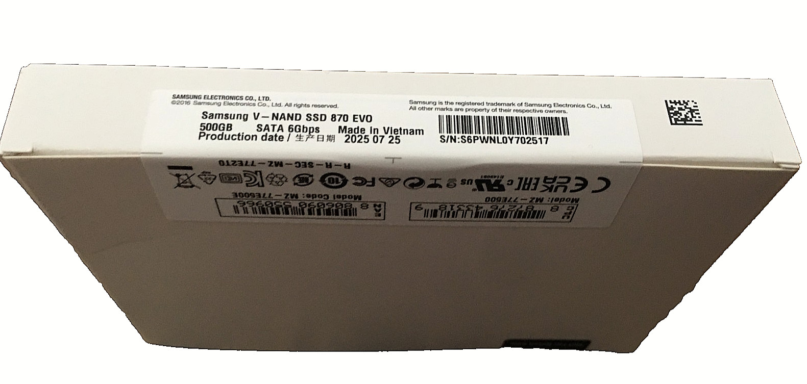 Samsung 500GB SATA 8Gbps V-NAND SSD 870 EVO, internal SSD drive, black, New