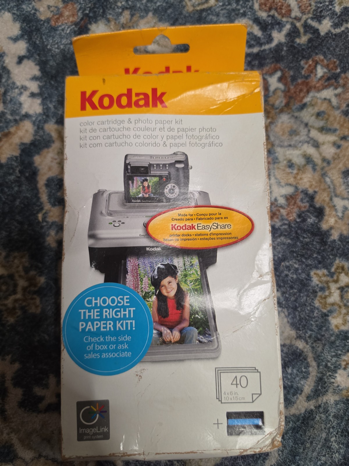 Kodak PH-40 Color Cartridge & Photo Paper Kit 40 4x6 Open Box Use