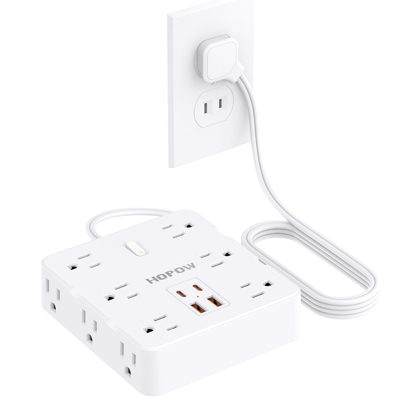 2 Prong Power Strip, 2 Prong to 3 Prong Outlet Adapter with 12 AC & 4 USB(2 U...