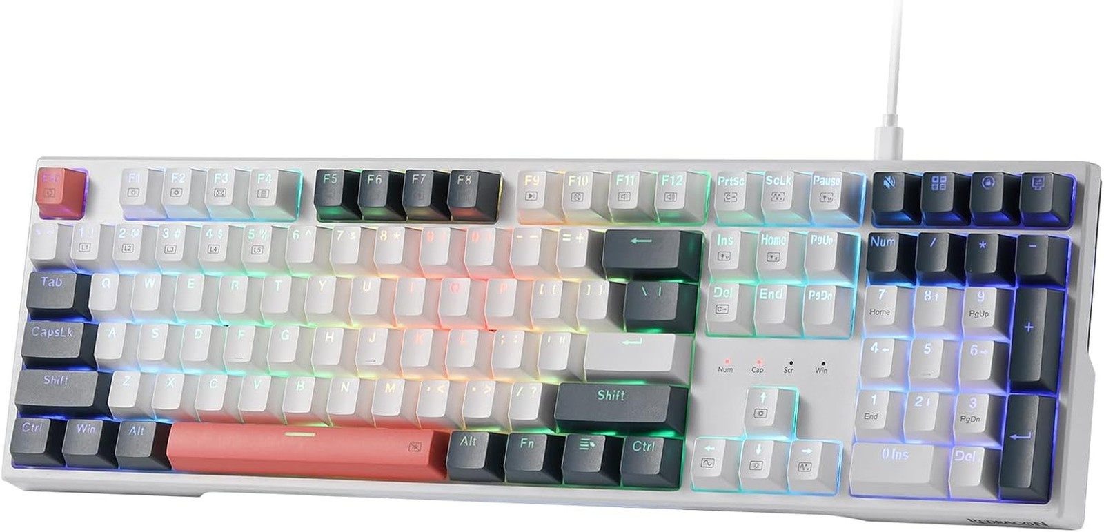 K668 108-Key Hot-Swap Wired RGB Gaming Keyboard, Extra 4 Hotkeys