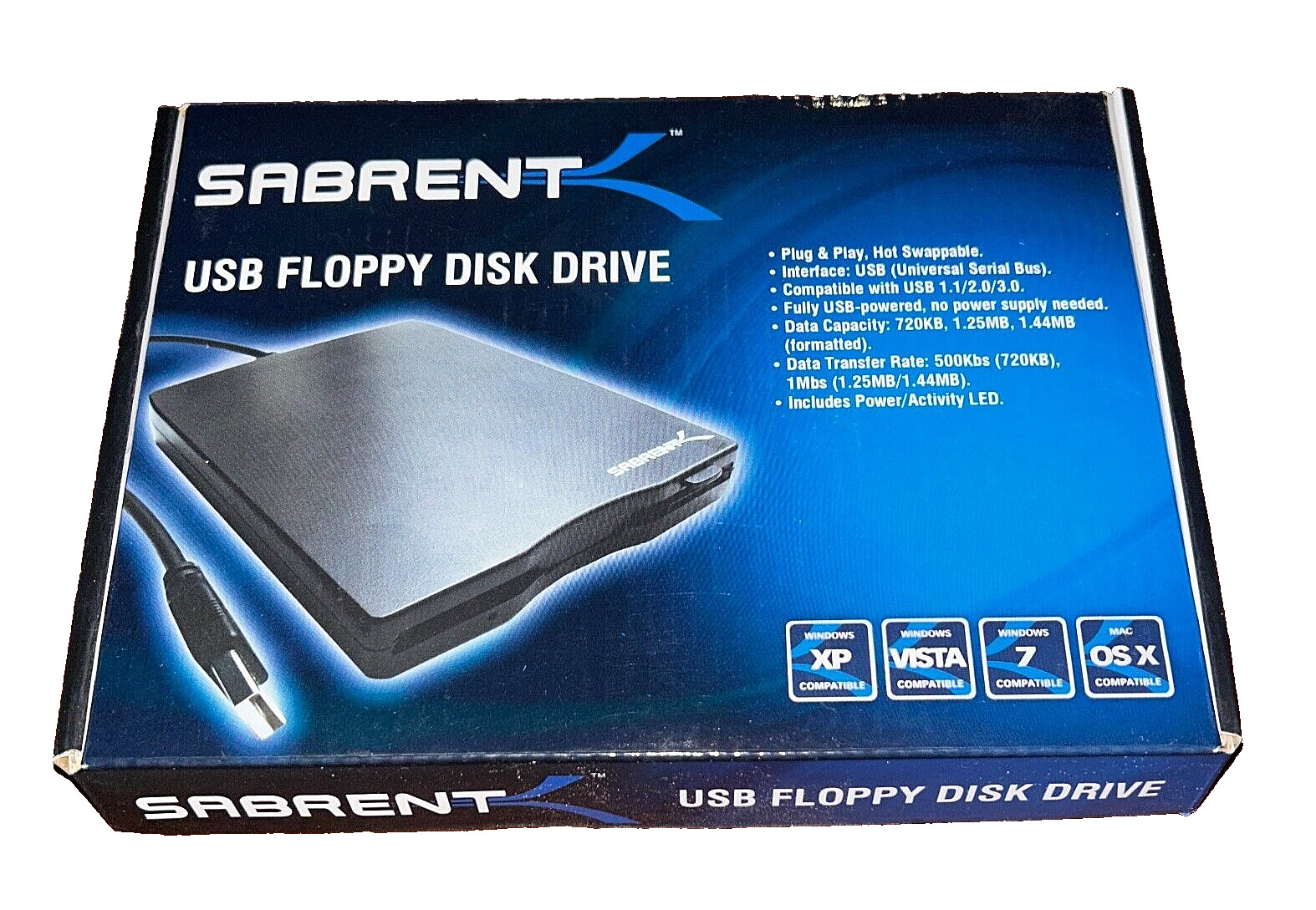 Sabrent External USB 1.44 MB Floppy Disk Drive Black Plug & Play SBT-UFDB