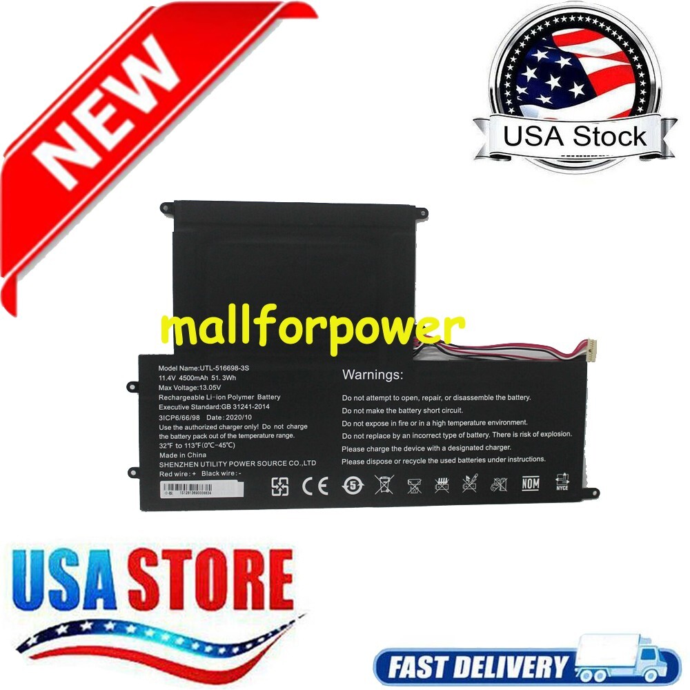 New   Battery UTL-516698-3S 516698-3S for EVC156-1BK EVC156-2BK ECV156-1 ECV15